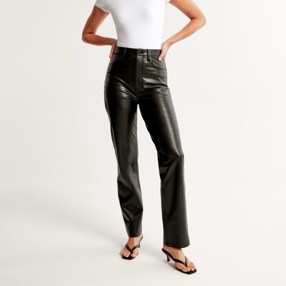 Abercrombie and Fitch Vegan Leather 90s Straight Pant (103)